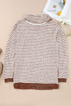 Brown Striped Turtleneck Oversized Sweater