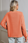 Myosotis Pearl Sleeves Ribbed Pullover Sweatshirt