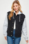 Women's DenimJacket with Fleece Hoodies