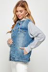 Women's DenimJacket with Fleece Hoodies