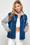 Women's DenimJacket with Fleece Hoodies