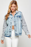 Women's DenimJacket with Fleece Hoodies