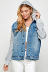 Women's DenimJacket with Fleece Hoodies