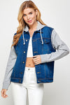 Women's DenimJacket with Fleece Hoodies