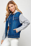 Women's DenimJacket with Fleece Hoodies