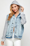 Women's DenimJacket with Fleece Hoodies