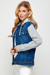 Women's DenimJacket with Fleece Hoodies