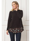 Layered Floral Tulip Hem Back Accent Top