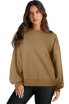 Bonbon Solid O Neck High Low Hem Pullover Sweatshirt