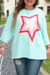 Moonlight Jade Colorblock Star Patch Plus Size Top