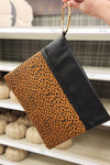 Leopard Gold Ring Vegan Leather Clutch