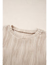 Apricot Wavy Textured Solid Color Drop Shoulder Pullover Top