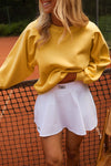 Citrus Balloon Sleeve Pullover Solid Color Sweatshirt