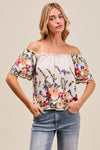 SO ME Floral Embroidered Two Way Off The Shoulder Blouse