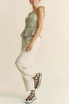 Davi & Dani Plaid Ruffled Strap Smocked Sleeveless Top