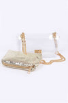 2 In 1 Metallic Pouch Clear Shoulder Bag