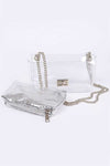 2 In 1 Metallic Pouch Clear Shoulder Bag