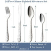 24 Pieces Silverware Set, Stainless Steel Flatware Set with Holder, Mirror Polished Utensils Set Service for 6, Durable Kitchen Eating Tableware Set, Include Fork Knife Spoon Set, Dishwasher Safe