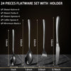 24 Pieces Flatware Set, Stainless Steel Cutlery Set with Silverware Holder, Spoons Forks Knives Set, Hanging Silverware Set Service for 6, Dishwasher Safe