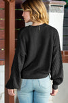 Black Chunky Knit Sleeve Drop Shoulder Sweater