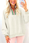 Light Grey Pop of Color Collared Patchwork Pullover Sweatshirt