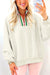 Light Grey Pop of Color Collared Patchwork Pullover Sweatshirt
