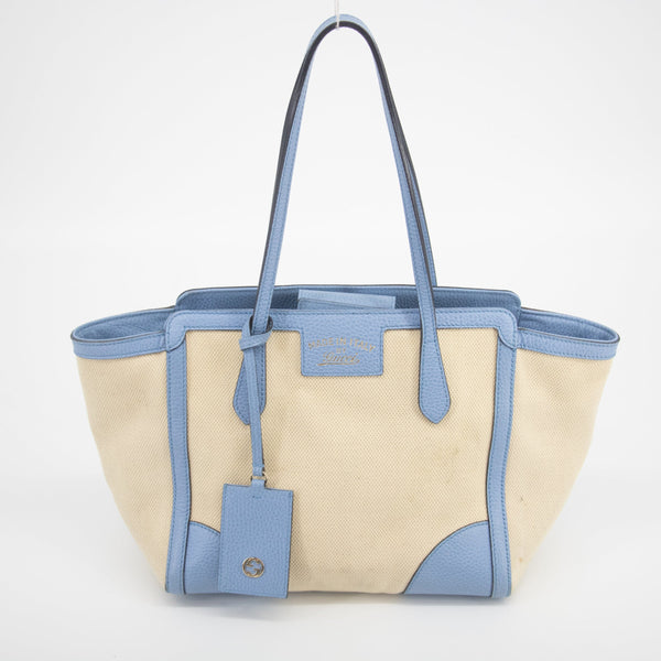 Gucci Beige x Brown Canvas Swing Tote