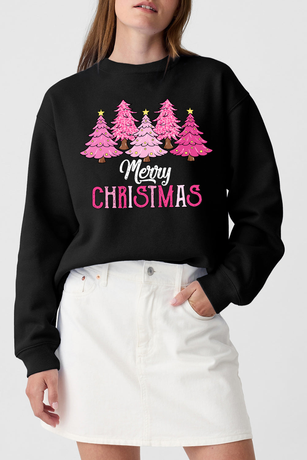 Black Merry Christmas Graphic Sweatshirt