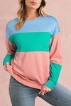 Sky Blue Colorblock Drop Shoulder Sweatshirt