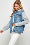 Women's DenimJacket with Fleece Hoodies