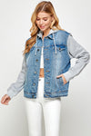 Women's DenimJacket with Fleece Hoodies