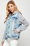 Women's DenimJacket with Fleece Hoodies