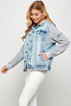 Women's DenimJacket with Fleece Hoodies