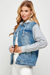 Women's DenimJacket with Fleece Hoodies