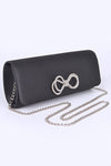 Rhinestone Bow Satin Clutch Bag