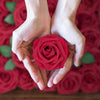 25 Pcs Artificial Rose Flowers, Foam Fake Flowers DIY Bouquets with Leaves and Stems for Wedding Party DIY Bouquets, Baby Shower, Home Decoration (Wine Red)