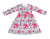 Striped Floral Long Sleeve Milk Silk Flutter Dress