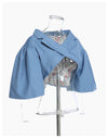 Blue & Floral Lined Faux Cloak Short Blazer