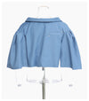 Blue & Floral Lined Faux Cloak Short Blazer