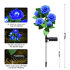 4 Pack Solar Solar Rose Flower Lights, Outdoor Solar Garden Stake Lights, Waterproof LED Solar Landscape Lights with 5 Rose Flowers for Pathway Patio Yard Decorations, Blue