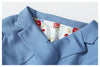 Blue & Floral Lined Faux Cloak Short Blazer