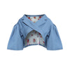 Blue & Floral Lined Faux Cloak Short Blazer