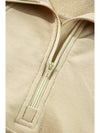 Parchment Quarter Zip Stand Neck Kangaroo Pocket Sweatshirt