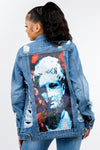 American Bazi Full Size Button Up Distressed Denim Jacket - Cocoa Yacht Club