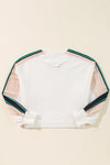 White Striped Color Block Exposed Seam Loose Sweatshirt