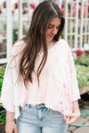 Delicacy Floral Crochet Patchwork Batwing Sleeve Blouse