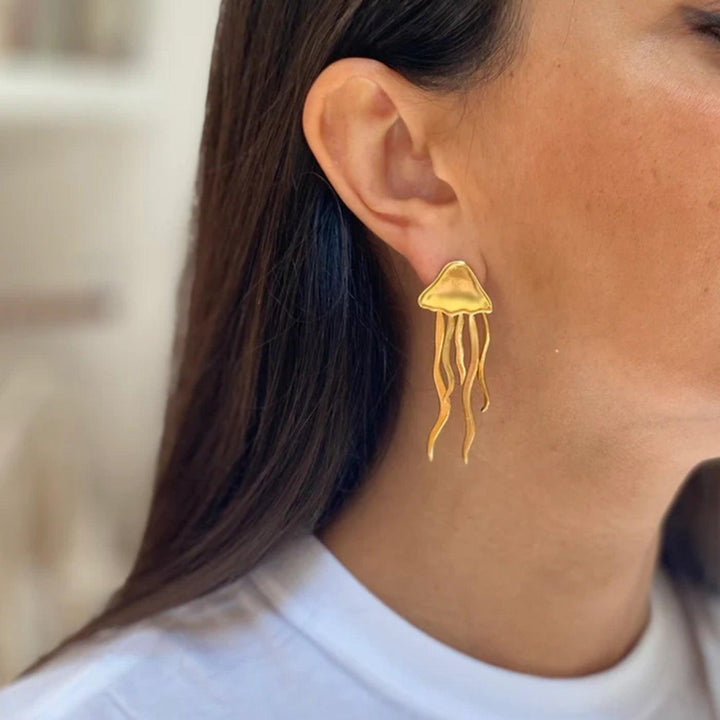 18K Gold-Plated Stainless Steel Jellyfish Earrings - Cocoa Yacht Club