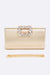 Crystal Buckle Metallic Box Clutch