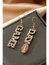 Gold GAME DAY Rugby Rhinestone Dangle Earrings