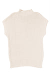 Beige Mock Neck Knitted Dolman Top